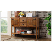 Think Urban Solid Wood Sideboard Console Table With 2 Drawers And Cabinets And Bottom Shelf, Retro Style Storage Dining