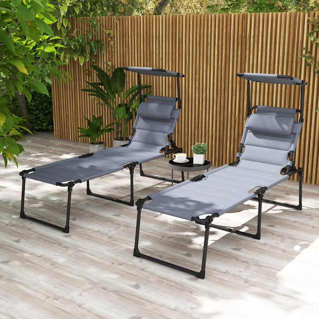 Sun Lounger Set 27.6" x 79.3" x 17.7" Grey in Patio & Garden Furniture