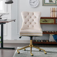 House of Hampton Furniture Office Chair,Velvet Upholstered Tufted Button Home Office Chair