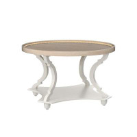 Ophelia & Co. Country Round Coffee Table, Living Room Wooden Tray Top With Storage Shelf, Sofa Side Table, Bedroom, Livi