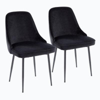 Wenty Contemporary Dining Chair With Black Frame And Black Velvet Fabric By Lumisource - Set Of 2