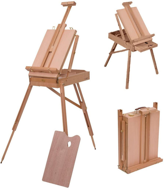 HOMCOM artist easel Folding Wood French Set painting stand Portable Art Painters Tripod Sketch Craft | Aosom Canada in Hobbies & Crafts - Image 2