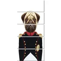 Design Art 'Pug Dog in Military Uniform' 5 Piece Graphic Art on Wrapped Canvas Set