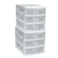Gracious Living Gracious Living Clear Mini 3 Drawer Desk and Office Organizer with White Finish