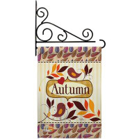 Breeze Decor Birds Autumn - Impressions Decorative Metal Fansy Wall Bracket Garden Flag Set GS113003-BO-03