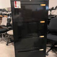 Teknion 4 Drawer Lateral Filing Cabinet – Full Pull Handles – Black – 30W