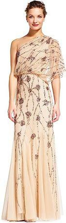 Adrianna Papell Women's One Shoulder Beaded Blousant Dress SIZE: US-0