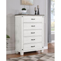 Hokku Designs Lilith 5-drawer Chest Distressed Grey and White