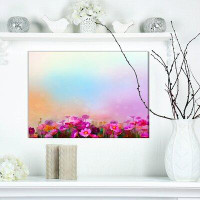East Urban Home Floral 'Daisy Wildflower in Field' Print on Wrapped Canvas