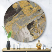 Made in Canada - East Urban Home 'Marble Gold and Black' - Painting Print on Metal Circle