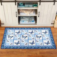 August Grove Blue Butterfly Floral Patchwork Accent Rug