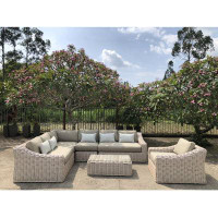 OUTSY Alejandra 6-Piece Outdoor Wicker Furniture Set with Coffee Table in White and Grey