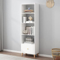 Latitude Run® Modern Free Standing Wooden Cube Bookshelf With Storage Drawer And Legs
