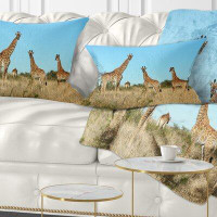 East Urban Home African Giraffe Family in Africa Lumbar Pillow