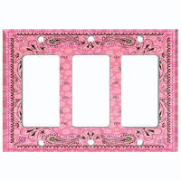 WorldAcc Metal Light Switch Plate Outlet Cover (Pink Paisley Bandana Tile   - Single Toggle)