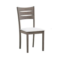 Gracie Oaks Bristoly DINING CHAIR, CREME FABRIC SEAT UPHOLSTERED - ANTIQUE GREY