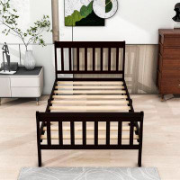 Red Barrel Studio Twin Size Wood Platform Bed Frame with Headboard and Footboard