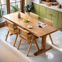 Hokku Designs 4 - Person Burlywood Solid Wood Rectangular Dining Table Set
