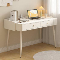 Everly Quinn 55.12" Beige Rectangular Manufactured Wood Desk,2-drawer