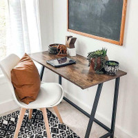 Industrial Style Home Office Computer Desk Small Study Writing Metal Wood Table