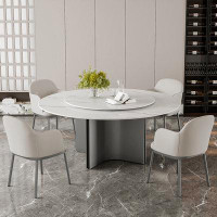 Lawrence Frames Simple Modern Round White Rock Slab Dining Table Sets