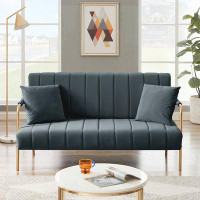 Mercer41 comfortable loveseat with two throw pillows