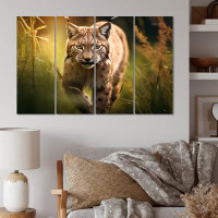 Ebern Designs Portrait Of Brown Lynx In The Wild I - Plants & Flowers Canvas Art Print - 4 Panels