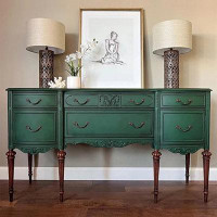 Eden Rim 62.99" Green Corner Solid + Manufactured Wood Console Table