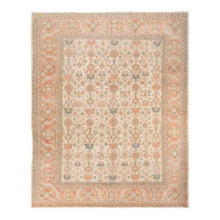 Isabelline One-of-a-Kind Hand-Knotted New Age 7'10" x 10'1" Wool Area Rug in Ivory/Green/Orange