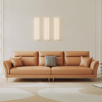 Fortuna Femme 110.24" Orange Leathaire leather Modular Sofa cushion couch