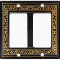 WorldAcc Metal Light Switch Plate Outlet Cover (Victorian Vintage Elegant Yellow Frame Damask Black  - Single Toggle)