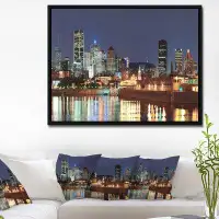 East Urban Home 'Bright Montreal at Dusk' Framed Photographic Print on Wrapped Canvas