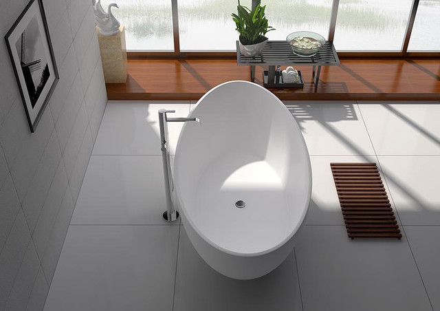 71x35 or 63x31.5 Inch Solid Surface Freestanding Bathtub in Matte White with Center Drain - Overflow incl  LFC in Plumbing, Sinks, Toilets & Showers - Image 3