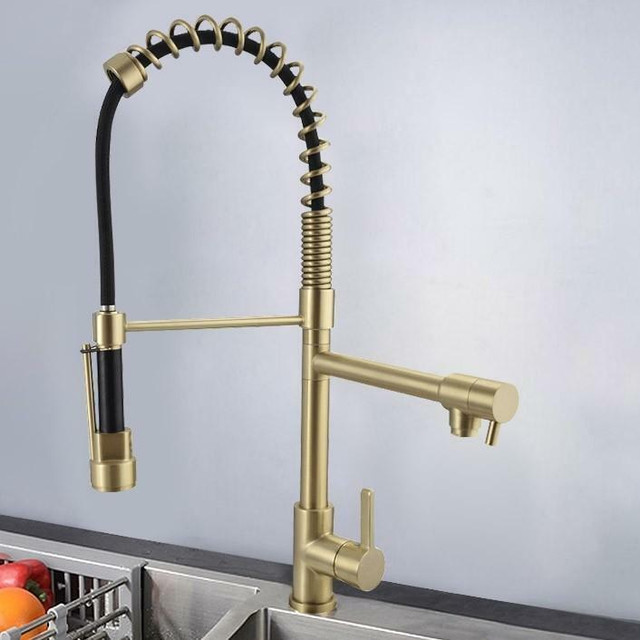 Kitchen Faucet - Pull Out - Brushed Gold Dual Function Sprayer Solid Brass ( Pot filler ) in Plumbing, Sinks, Toilets & Showers - Image 2