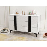 Latitude Run® White Blister Six-Drawers Dresser Cabinet