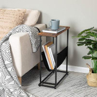 17 Stories Narrow Small Side Table For Small Spaces, Slim End Table Magazine Table Skinny Nightstand With Storage Holder