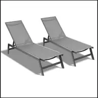 Latitude Run® Outdoor 2-Pcs Set Chaise Lounge Chairs,Five-Position Adjustable Aluminum Recliner,All Weather