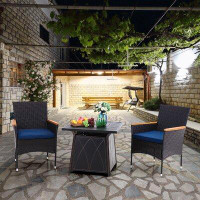 Lark Manor Alyah Square 3 - Person Fire Pit Table Dining Set with Cushions