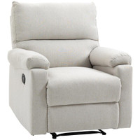 RECLINER CHAIR, MANUAL RECLINING CHAIR WITH FOOTREST, PADDED SEAT FOR LIVING ROOM, BEDROOM, STUDY, CREAM WHITE