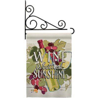 Breeze Decor Wine Is Sunshine - Impressions Decorative Metal Fansy Wall Bracket Garden Flag Set GS117047-BO-03