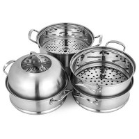 VEVOR 30cm Stainless Steel Food Steamer Set Glass Lid 5 Tiers Kitchen Pan Cookware
