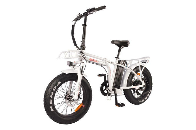 Sale! DJ Folding Bike 500W 48V 13Ah Power Electric Bicycle, Pearl White, LED Light, Suspension Fork and Shimano Gear in eBike