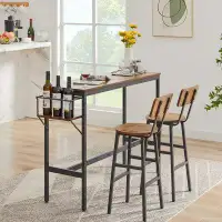 17 Stories Bar Table Set With Wine Bottle Storage Rack, Kitchen Table Set