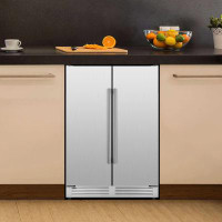 Tittla 24" 114 Cans Dual-zone Built-in /Freestanding Beverage Refrigerator Stainless Steel Doors