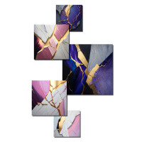 Orren Ellis Abstract Geode Purple I - Abstract Marble Metal Wall Décor