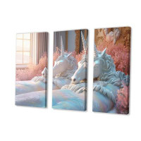 Design Art Gracious Unicorn Bed II - Fantasy Unicorn Canvas Wall Art Set