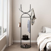 Latitude Run® 21.3'' Wide 8 - Hook Freestanding Coat Rack with Tray, Weighted Marble Base, Antler Shaped Style