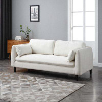 Tusuton Modern Upholstered Fabric Sofa with Pillowed Back Cushions