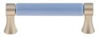 D. Lawless Hardware (12-Pack) 3" Light Blue Ceramic Centre Pull Brushed Pewter