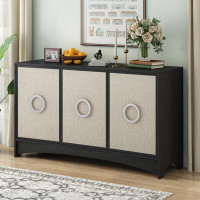 Mercer41 Curved Design Storage Cabinet With Adjustable Shelves